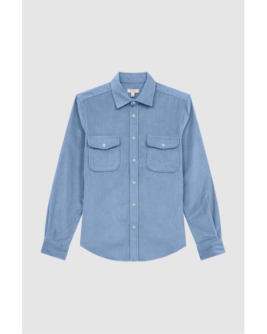 Reiss Bonucci - Sky Blue Corduroy Twin Pocket Overshirt for men