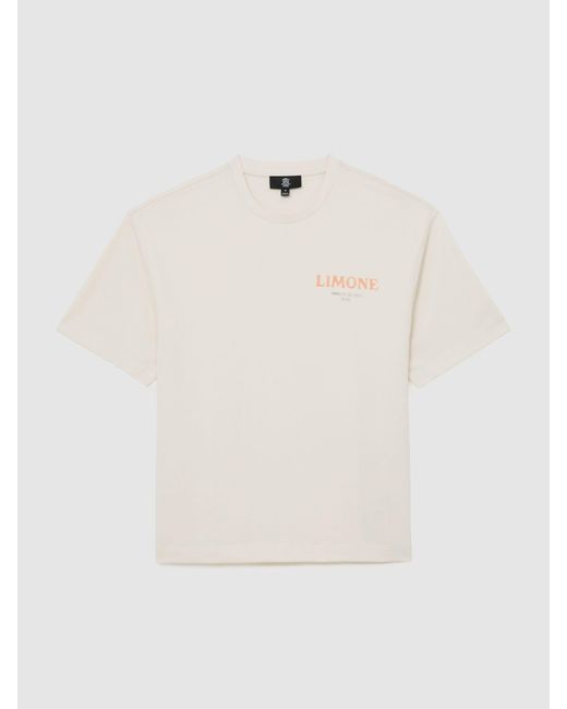 Reiss Calvino - White Cotton Lemon-print Relaxed-fit T-shirt, Xxl for men