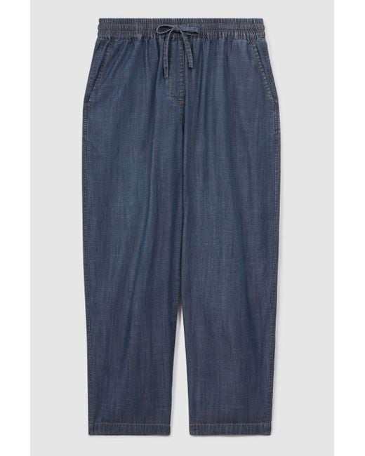 Reiss Multicolor Carter - Mid Blue Denim Look Tapered Trousers, Us 4