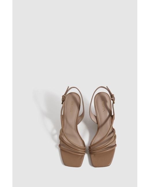 Reiss White Anya - Nude Leather Strappy Wedge Heels