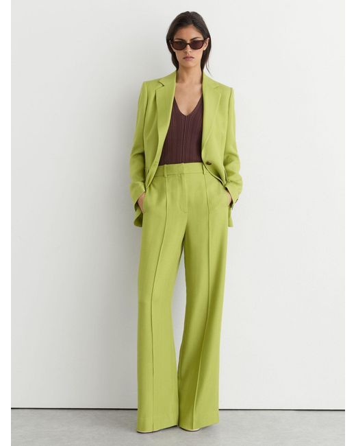 Reiss Green Textured-Weave Single-Breasted Suit Blazer