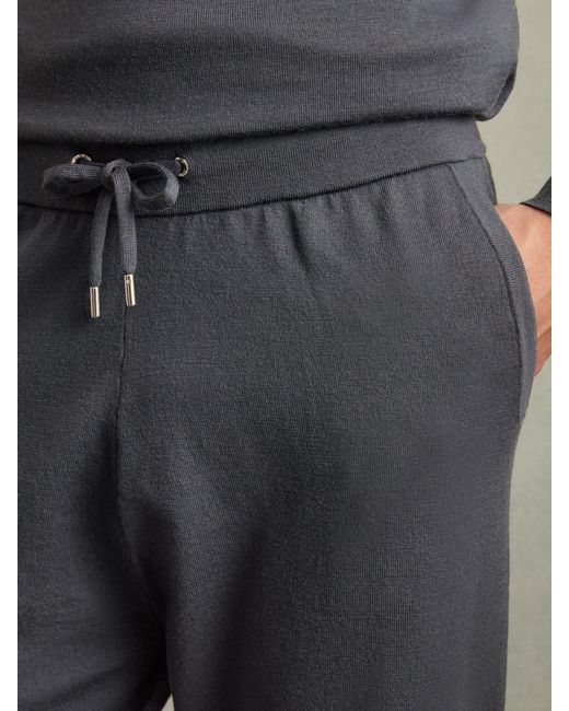 Reiss Gray Billings - Blackened Blue Merino-blend Stretch Joggers, L for men