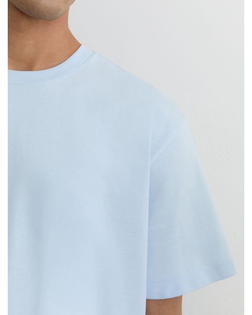 Reiss Blue Cotton Pigment-Dyed Relaxed-Fit T-Shirt for men