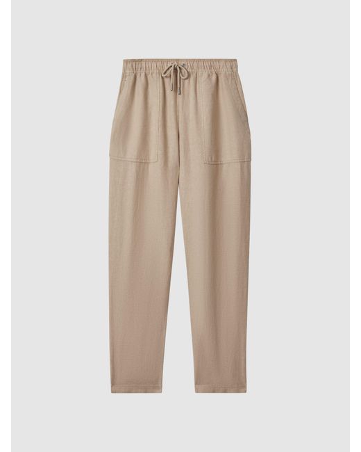 Reiss Natural Romie - Sand Drawstring Linen Trousers, Us 4