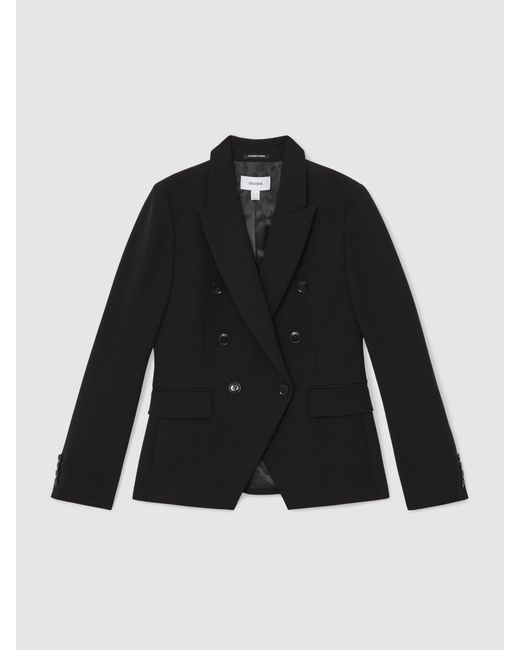 Reiss Black Double-Breasted Suit Blazer