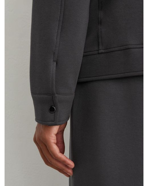Reiss Gray Sueded Interlock Jersey Twin-Pocket Overshirt for men