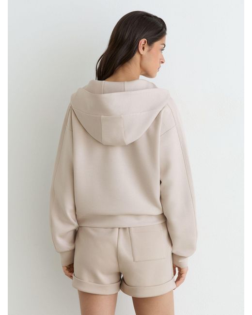 Reiss Natural Premium Interlock Half-Zip Hoodie