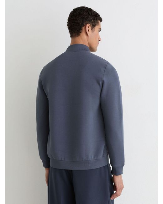 Reiss Blue Hybrid Quilt And Interlock Zip Jacket for men