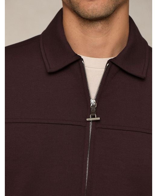 Reiss Brown Newland - Cherry Red Premium Interlock Zip-through Overshirt, Small for men
