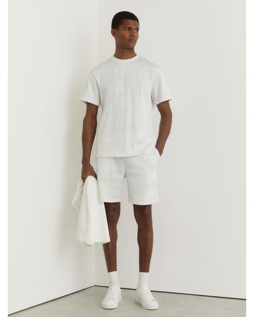 Reiss White Textured-Wave Relaxed-Fit T-Shirt for men