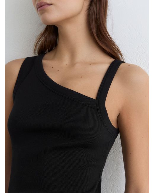 Reiss Black Stretch-Cotton Asymmetric-Neck Vest