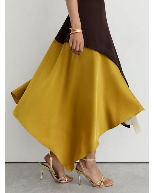 Reiss White Burgundy & Colour-Block Layered Midi Dress