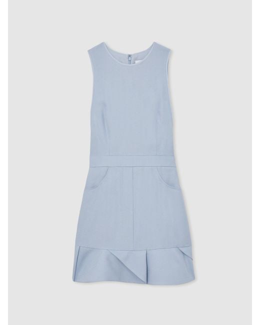 Reiss Blue Ashley Structured Ruffle-Hem Mini Dress
