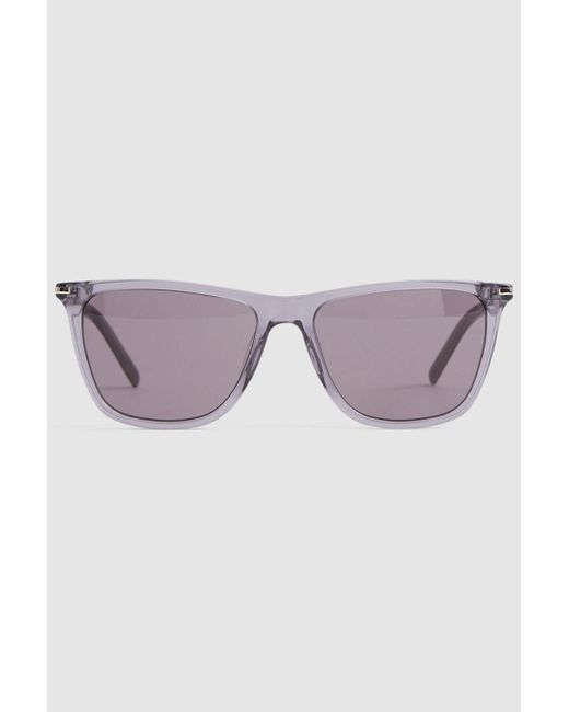 PAIGE Black Pale Grey Square Acetate Frame Sunglasses for men
