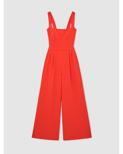 Reiss Red Dion - Orange Wide-leg Cut-out Jumpsuit, Us 8