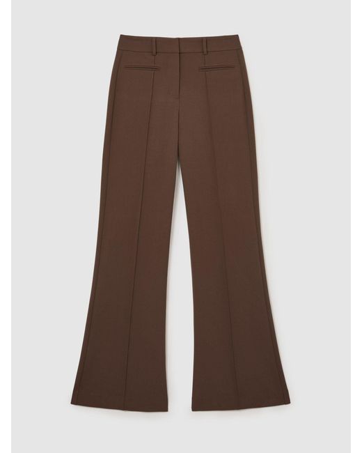 Reiss Claude - Mocha Brown High Rise Flared Trousers, Us 0 L