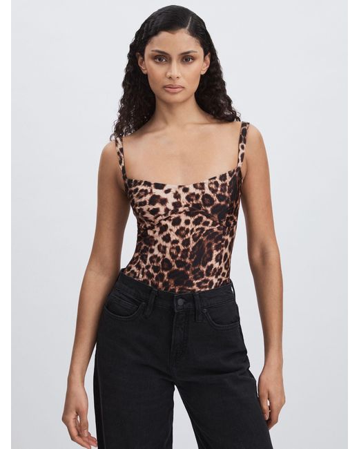 GOOD AMERICAN Black Good Animal Print & Leopard-Print Bodysuit