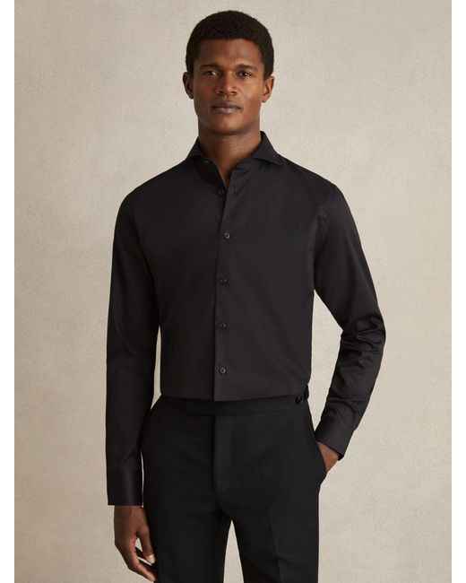 Reiss Black Storm Cotton-Twill Two-Fold-Fit Shirt for men