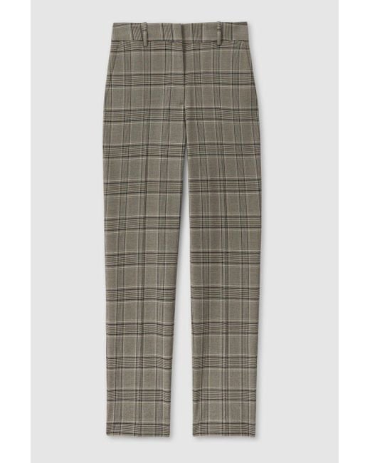 Reiss Natural Tamy - Grey Check Checked Slim Fit Suit Trousers, Us 8