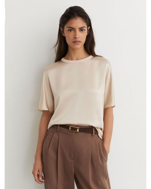 Reiss Natural Silk Short-Sleeve Top