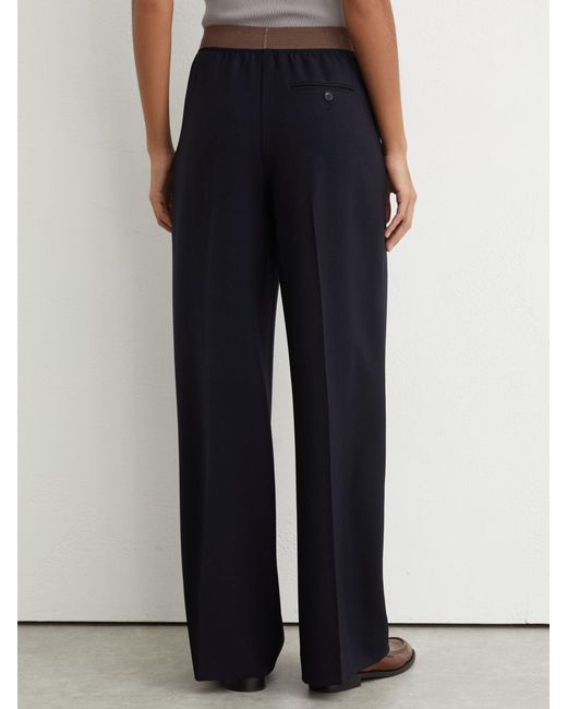 Reiss Natural Wilde - Navy Wide-leg Elasticated-waist Trousers, Us 0 R