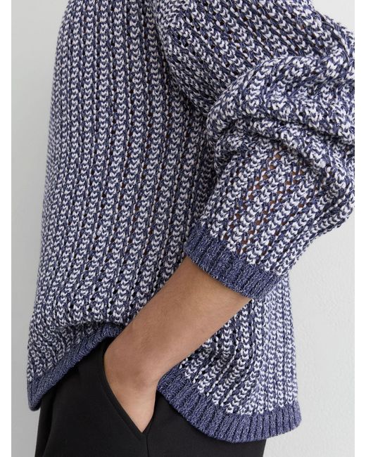 Reiss Blue Cotton-Blend Tape-Yarn Crew-Neck Jumper for men