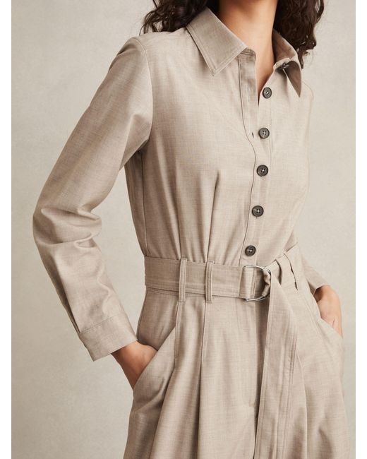 Reiss Natural Tailored Wide Leg Jumpsuit