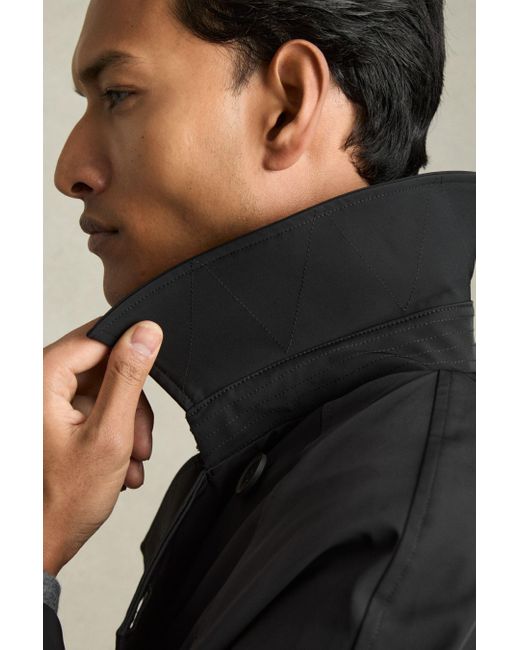 Reiss Scramble - Black Double Breasted Long Trench Coat, S for Men | Lyst