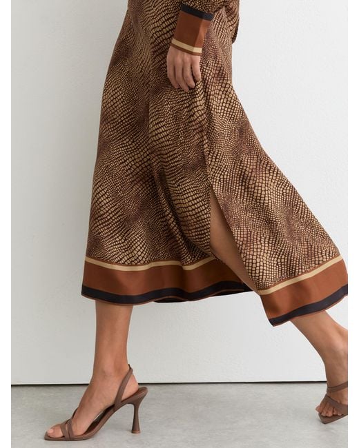Reiss Natural Leia - Neutral Animal-print Midi Shirt Dress, Us 4