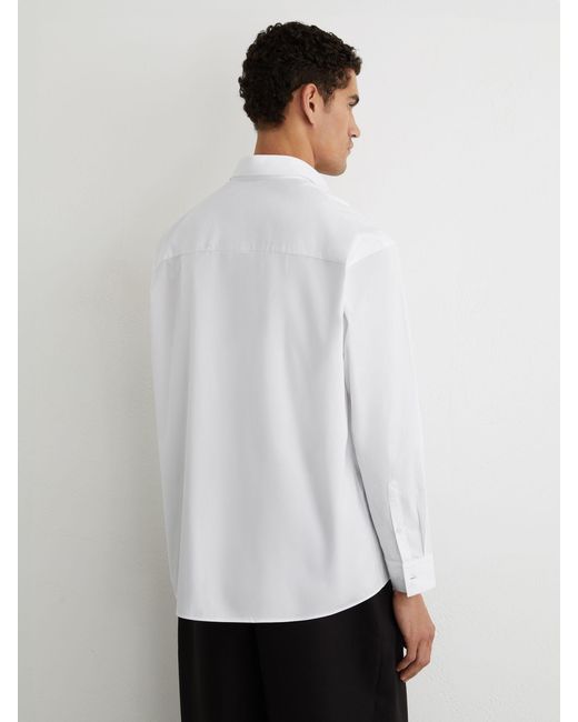 Reiss White Monogram-Embroidered Relaxed-Fit Shirt Cotton for men