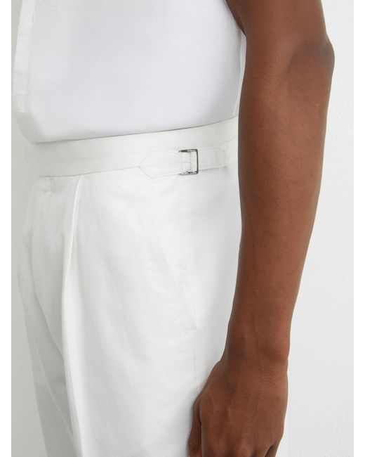Reiss White Linen-Blend Side-Adjuster Tapered Trousers for men