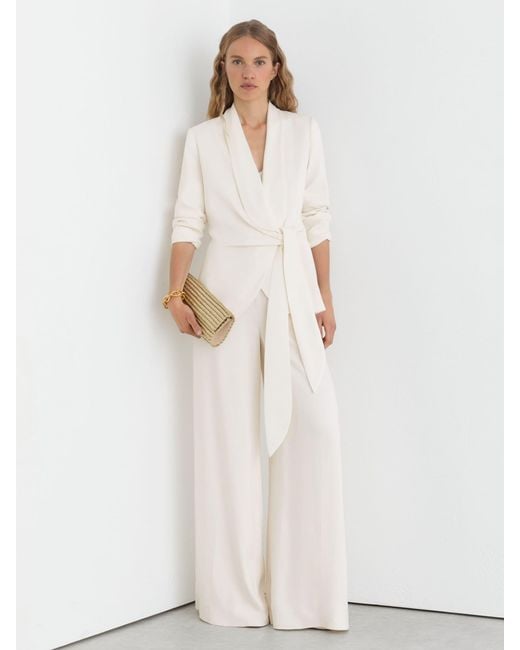 Reiss Gray Petite Tie-Front Wrap Suit Jacket
