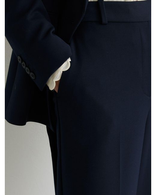 Reiss Blue Gabi - Navy Wide-leg Suit Trousers, Us 2 R