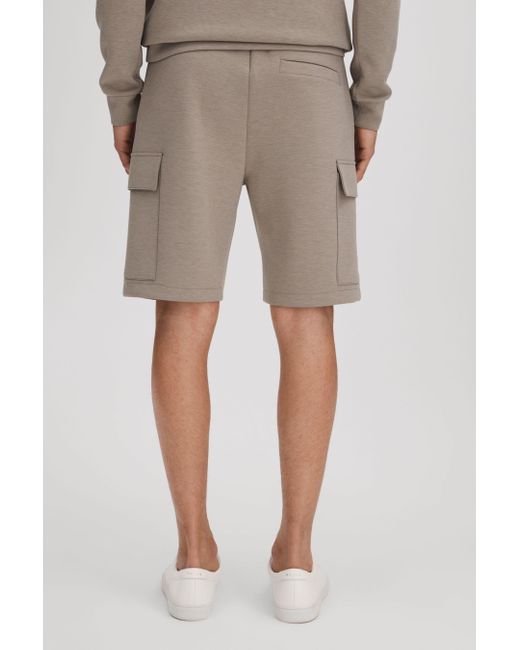 Reiss Natural Oliver - Taupe Drawstring Jersey Shorts for men
