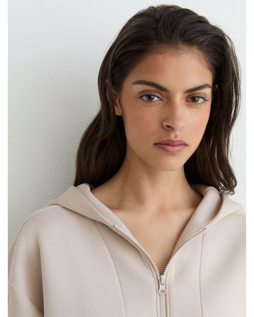 Reiss Natural Premium Interlock Half-Zip Hoodie