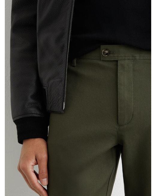 Reiss Black Cotton Piqué Chino Trousers for men