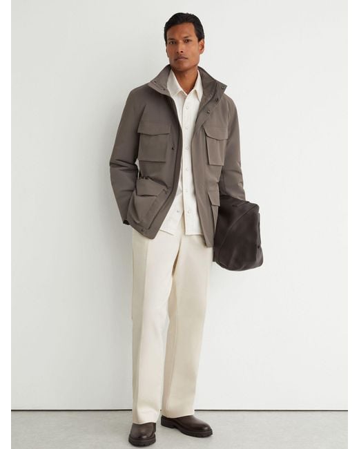 Reiss Gray Four-Pocket Hooded Jacket With Removable Gilet for men
