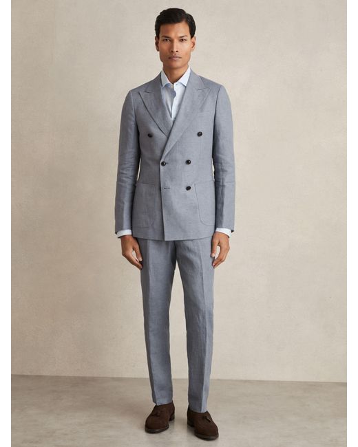 Reiss Natural Linen Slim-Fit Suit Trousers for men