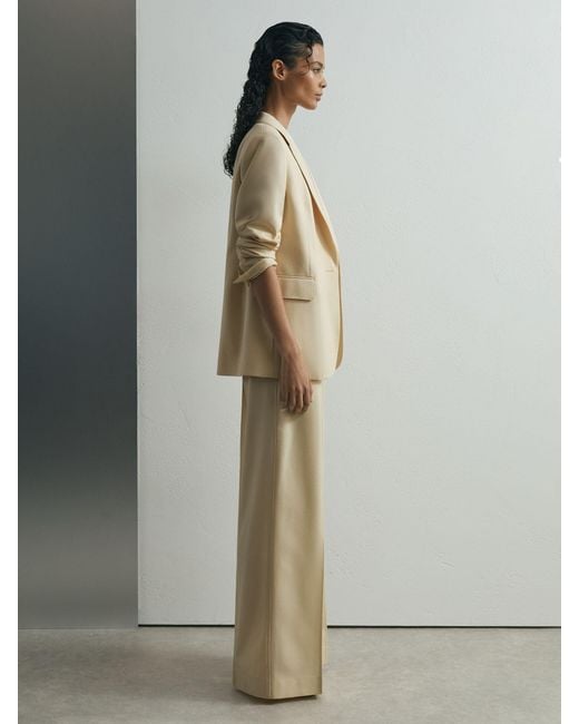 ATELIER Natural Anya - Silk-wool Wide-leg Suit Trousers, Us 10