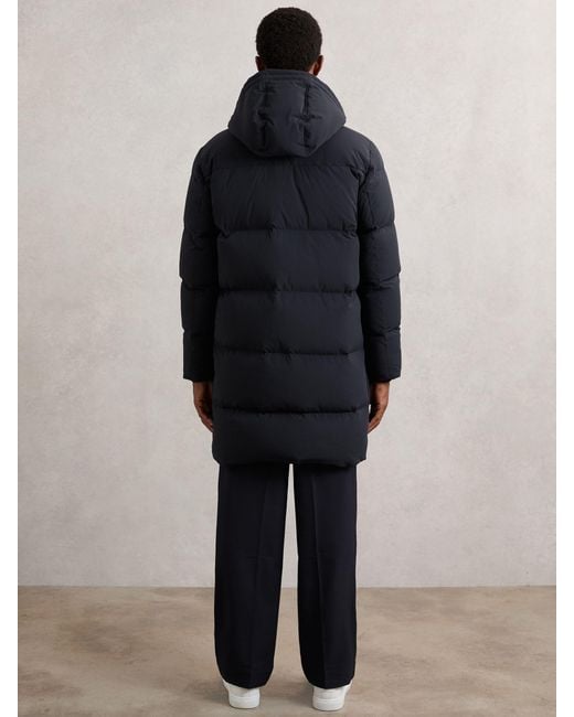 Reiss Blue Longline Quilted Puffer Jacket for men