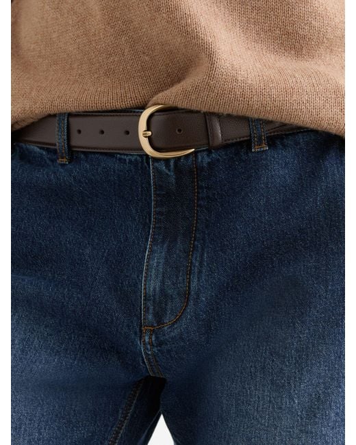 Reiss White Pebble - Dark Brown Pierce Pebble Pebbled-leather Curved-buckle Belt, 36 for men