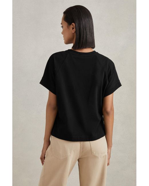 Reiss Lois - Black Cotton Crew Neck T-shirt