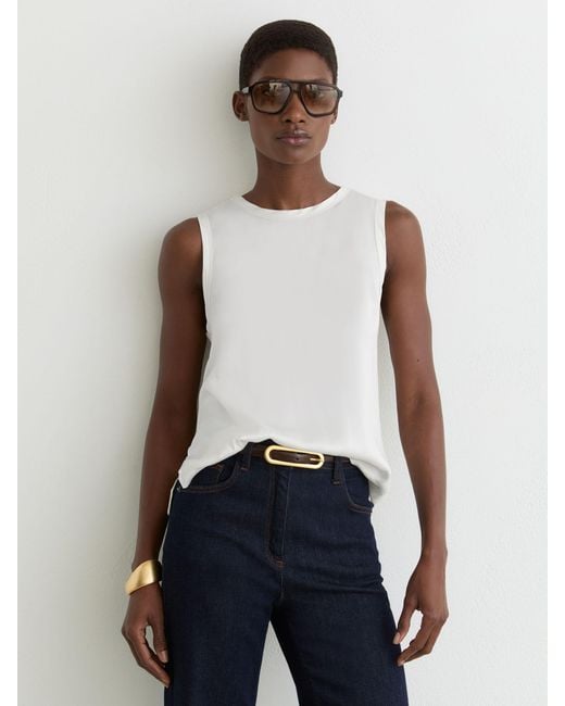 Reiss White Silk-Front Jersey Vest