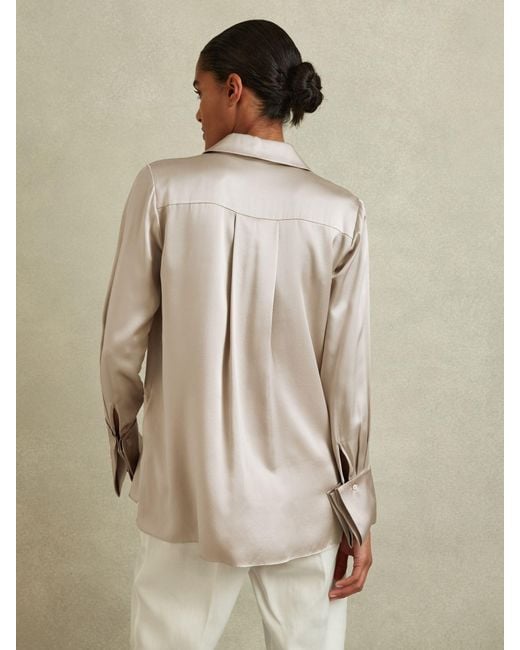 Reiss Multicolor Hailey - Champagne Hailey Petite Silk Shirt, Us 12