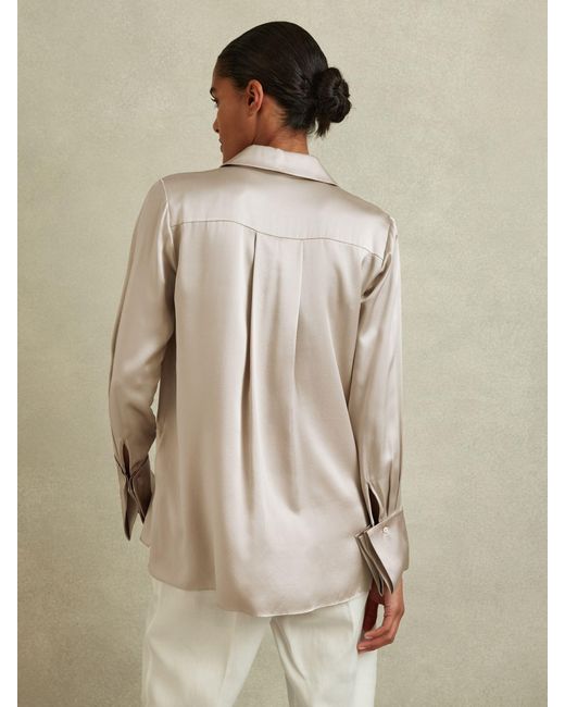 Reiss Multicolor Hailey - Champagne Hailey Petite Silk Shirt, Us 12