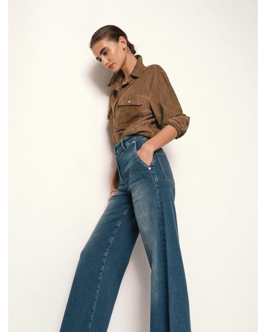 Reiss Blue Addie Wide-Leg Jeans