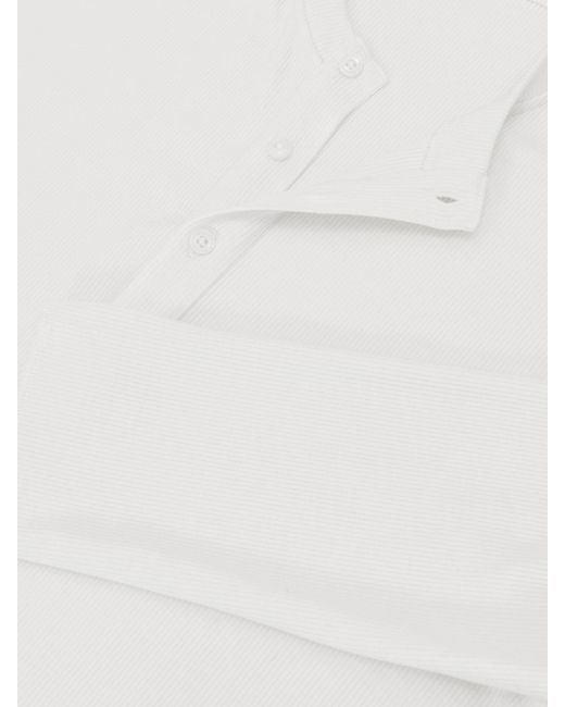 Reiss Blue Francisco - White Ribbed Long-sleeve Henley T-shirt, L for men