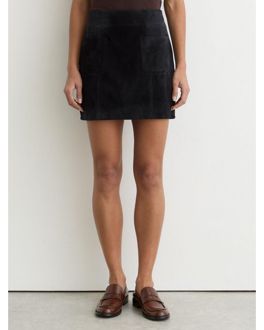 Reiss Black Suede Patch-Pocket Mini Skirt
