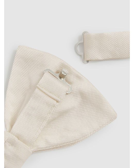 Reiss Natural Ivory Grosgrain Silk Bow Tie, , Light for men