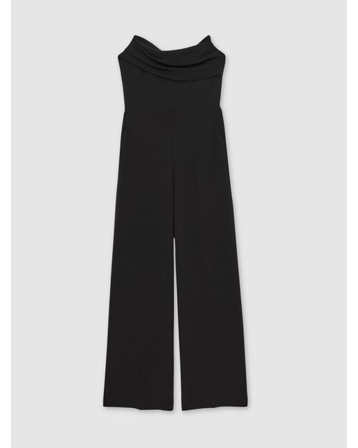 Reiss Blue Structured Strapless Wide-Leg Jumpsuit